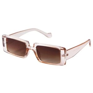 Солнцезащитные очки S00041, прямоугольные, оправа: пластик, с защитой от УФ, поляризационные, зеркальные, коричневый