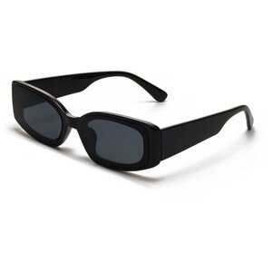 Солнцезащитные очки S00073, прямоугольные, оправа: пластик, с защитой от УФ, поляризационные, зеркальные, черный