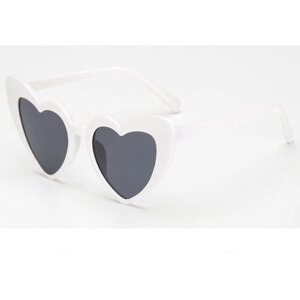 Солнцезащитные очки , сердце, оправа: пластик, с защитой от УФ, для женщин, белый