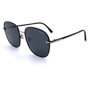 Солнцезащитные очки Smakhtin'S eyewear & accessories, квадратные, оправа: металл, поляризационные, с защитой от УФ, черный