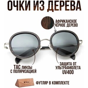 Солнцезащитные очки Timbersun, круглые, черный