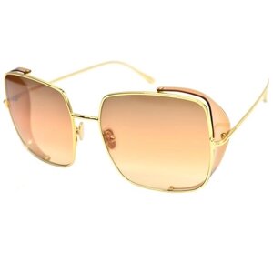 Солнцезащитные очки Tom Ford, прямоугольные, оправа: металл, с защитой от УФ, градиентные, для женщин, золотой