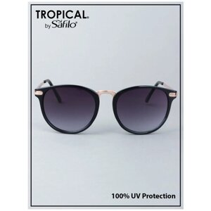 Солнцезащитные очки Tropical, панто, оправа: пластик, градиентные, с защитой от УФ, для женщин, черный