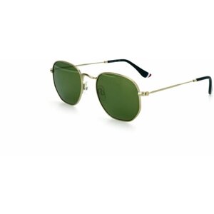 Солнцезащитные очки Uspa, овальные, оправа: металл, спортивные, зеркальные, с защитой от УФ, для мужчин, золотой