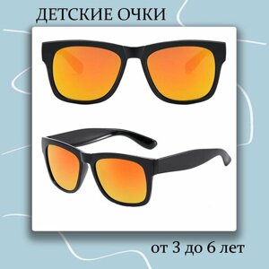 Солнцезащитные очки , вайфареры, оправа: пластик, зеркальные, оранжевый