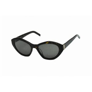 Солнцезащитные очки Yves Saint Laurent, кошачий глаз, оправа: пластик, для женщин, черный