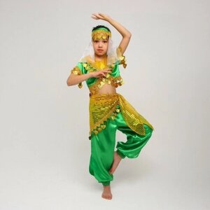 Страна Карнавалия Карнавальный костюм «Восточная красавица. Азиза», цвет зелёно-жёлтый, рост 122-128 см