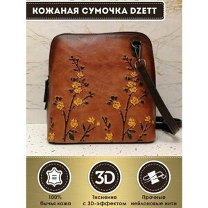 Сумка кросс-боди Dzett, фактура тиснение, зеленый, желтый