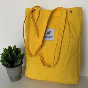 Сумка шоппер повседневная, текстиль, внутренний карман, желтый