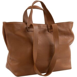 Сумка шоппер Sefaro повседневная, натуральная кожа, вмещает А4, внутренний карман, складная, коричневый