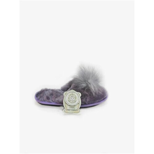 Тапочки ОвчинаТорг, натуральный мех, нескользящая подошва, размер 36, фиолетовый