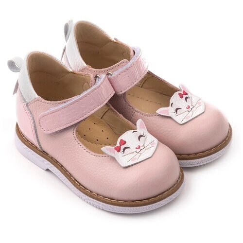 Туфли детские для девочек р21 кожа, хобби розовый/кошка