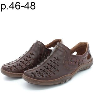 Туфли Marek Pala, натуральная кожа, полнота 9, перфорированные, размер 48, коричневый
