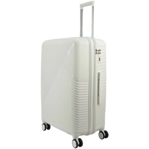 Умный чемодан Ambassador, полипропилен, рифленая поверхность, износостойкий, увеличение объема, опорные ножки на боковой стенке, 114 л, размер L-белый