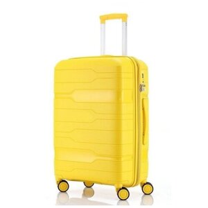 Умный чемодан Impreza Classic, полипропилен, водонепроницаемый, опорные ножки на боковой стенке, увеличение объема, ребра жесткости, 103 л, размер L, желтый