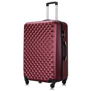 Умный чемодан L'case 3029, пластик, ABS-пластик, рифленая поверхность, опорные ножки на боковой стенке, 102 л, размер L, красный, бордовый