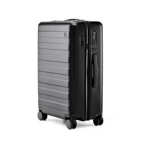 Умный чемодан NINETYGO, поликарбонат, водонепроницаемый, рифленая поверхность, адресная бирка, 38 л, размер M, черный