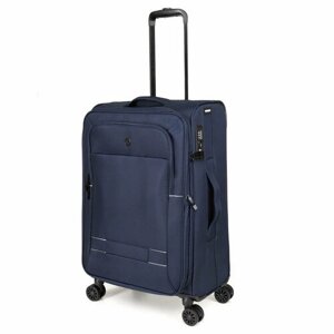 Умный чемодан Torber T1901M-Blue, текстиль, нейлон, увеличение объема, адресная бирка, 56 л, размер M, синий