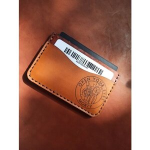 Визитница JKuperCraftsman, натуральная кожа, 3 кармана для карт, 4 визитки, коричневый