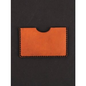 Визитница натуральная кожа, 1 карман для карт, оранжевый
