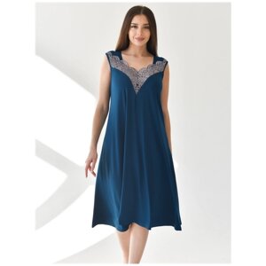 Женская ночная сорочка без рукавов, большого размера 50, цвет бордо. Текстильный край.