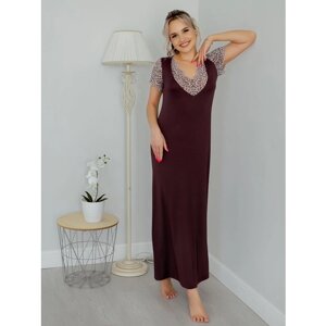 Женская ночная сорочка Селин, длинная, вискоза, большой размер 58, цвет коричневый. Премиум-качество