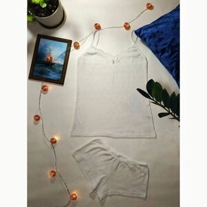 Женская пижама на лето Almina Secret "Белый Ангел" майка и шорты 2XL (52-54)