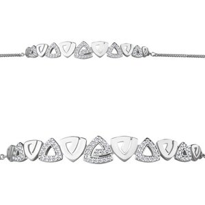 Жесткий браслет Diamant online, серебро, 925 проба, фианит, диаметр 6.3 см., длина 16 см.
