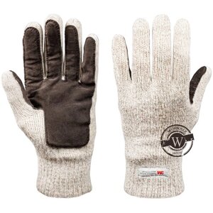 Зимние шерстяные перчатки "Иней" со спилковыми накладками и утеплителем 3M Тинсулейт ( Thinsulate ), 9 размер