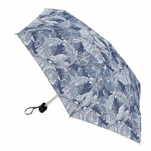 Зонт FULTON, механика, 5 сложений, купол 85 см., 6 спиц, деревянная ручка, чехол в комплекте, для женщин, голубой, синий