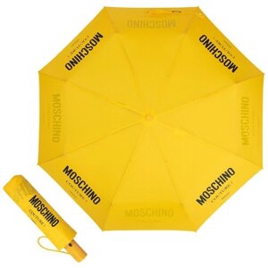 Зонт MOSCHINO, автомат, 2 сложения, купол 98 см., 8 спиц, система «антиветер», для женщин, желтый