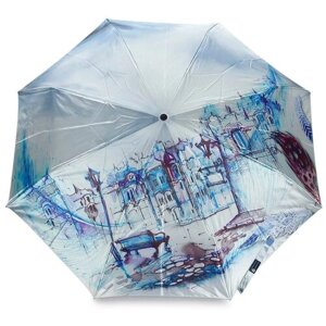 Зонт PLANET, автомат, 3 сложения, купол 103 см., 8 спиц, чехол в комплекте, синий