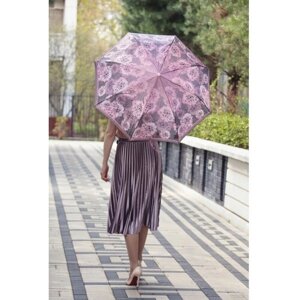 Зонт полуавтомат, 3 сложения, для женщин, розовый
