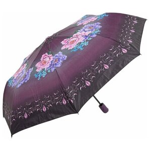 Зонт Rain Lucky, полуавтомат, 3 сложения, купол 94 см., 8 спиц, для женщин, фиолетовый