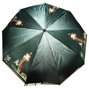 Зонт Rainbrella, автомат, 3 сложения, купол 105 см., 9 спиц, система «антиветер», чехол в комплекте, для женщин, коричневый, черный