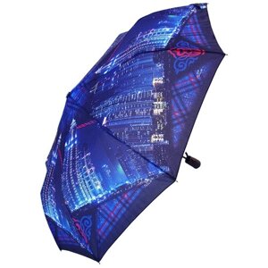 Зонт Rainbrella, полуавтомат, 3 сложения, купол 98 см., 9 спиц, система «антиветер», чехол в комплекте, для женщин, синий, красный