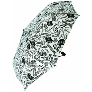Зонт Rainbrella, полуавтомат, 3 сложения, купол 99 см., 9 спиц, система «антиветер», чехол в комплекте, для женщин, белый, черный