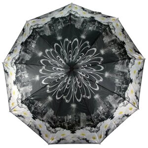 Зонт RAINDROPS, полуавтомат, 3 сложения, купол 99 см., 9 спиц, чехол в комплекте, для женщин, серый