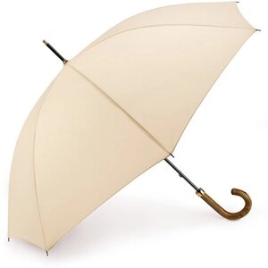 Зонт-трость FULTON, механика, купол 105 см., 8 спиц, деревянная ручка, для женщин, бежевый