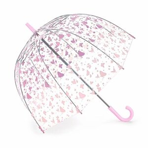 Зонт-трость FULTON, механика, купол 84 см., 8 спиц, прозрачный, для женщин, розовый