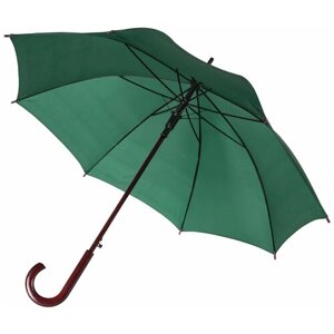 Зонт-трость Unit, полуавтомат, купол 100 см., 8 спиц, деревянная ручка, зеленый