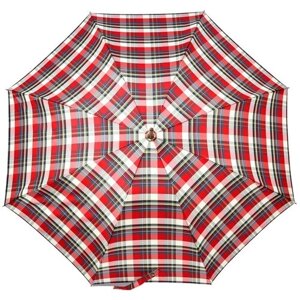 Зонт-трость ZEST, полуавтомат, купол 104 см., 8 спиц, деревянная ручка, для женщин, красный, серый