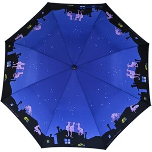 Зонт-трость ZEST, полуавтомат, купол 105 см., 8 спиц, деревянная ручка, для женщин, синий
