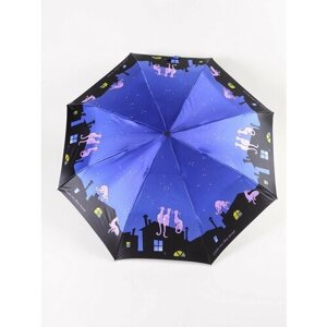 Зонт ZEST, полуавтомат, 3 сложения, купол 102 см., 8 спиц, система «антиветер», чехол в комплекте, для женщин, черный, синий