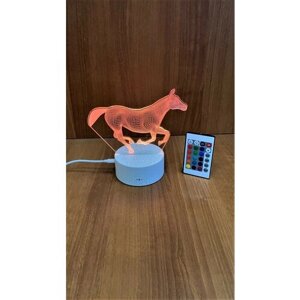 3D Светильник с пультом " Лошадь "78