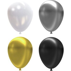 BOOMZEE BWGS-30 Набор воздушных шаров 30 см 12 шт. 01_белый, черный, золотой, серебряный