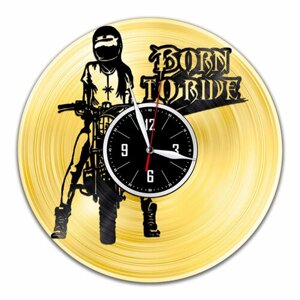 Born to Ride - настенные часы из виниловой пластинки (с золотой подложкой)