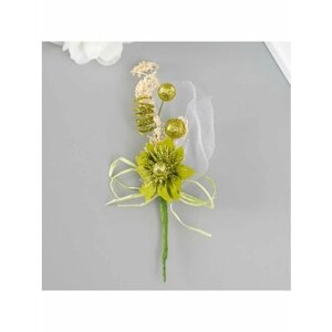 Букет декоративный "Хризантема"с блеском, 5х9 см, салатовый