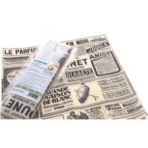 Бумага упаковочная 40гр. м2 газета французская, бежевая 300х300, 10 листов