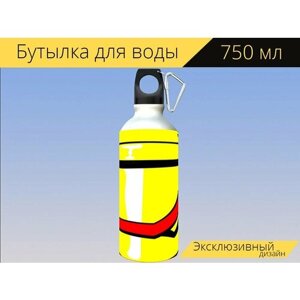 Бутылка фляга для воды "Доллар, ведро, желтый" 750 мл. с карабином и принтом